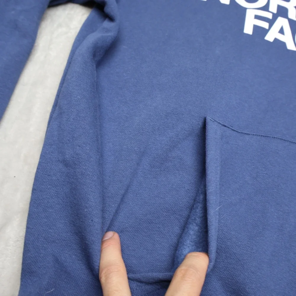 North Face Hoodie Mens Medium Blue Half Dome Pullover Fleece Classic Sweatshirt